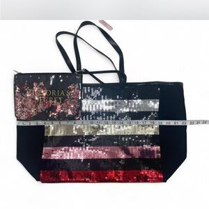 Victoria's Secret Black and Sequin Stripe Tote